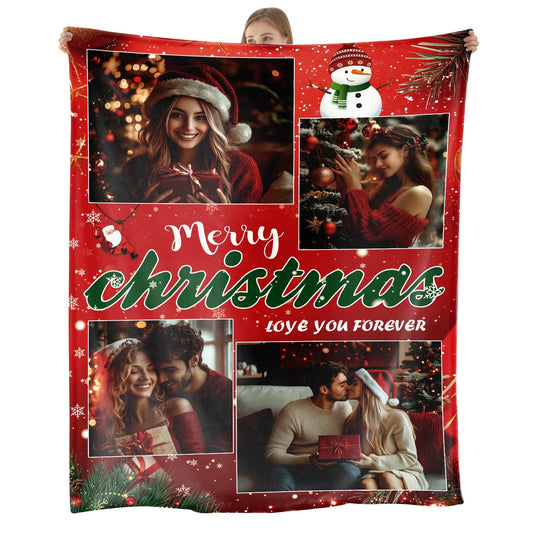 Red tone-Personalized Christmas Blankets