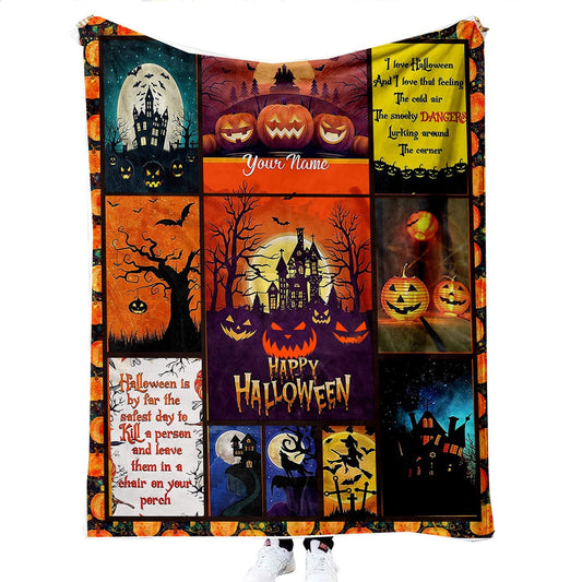 Halloween Blanket with Bats and Pumpkins