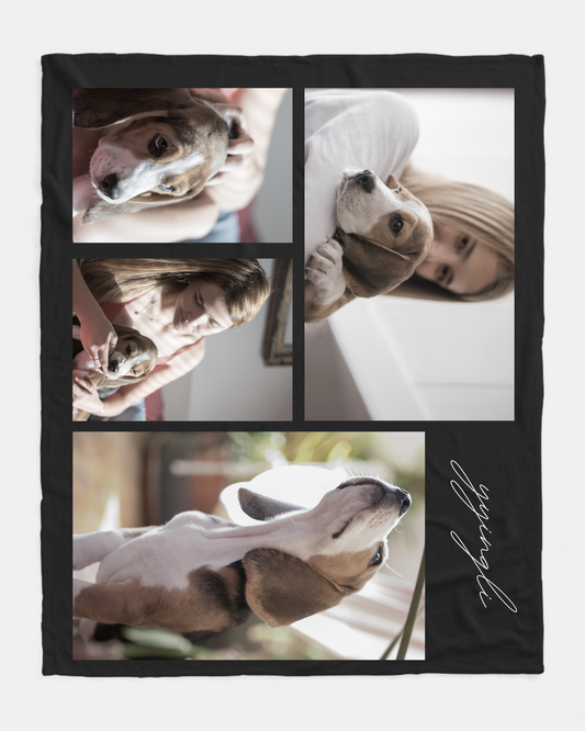 Personalized 4  Pet Photo Collage Fleece Blanket