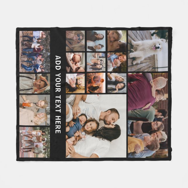 Personalized 16 Photo Collage Fleece Blanket - yyingli