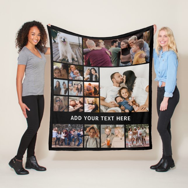 Personalized 16 Photo Collage Fleece Blanket - yyingli