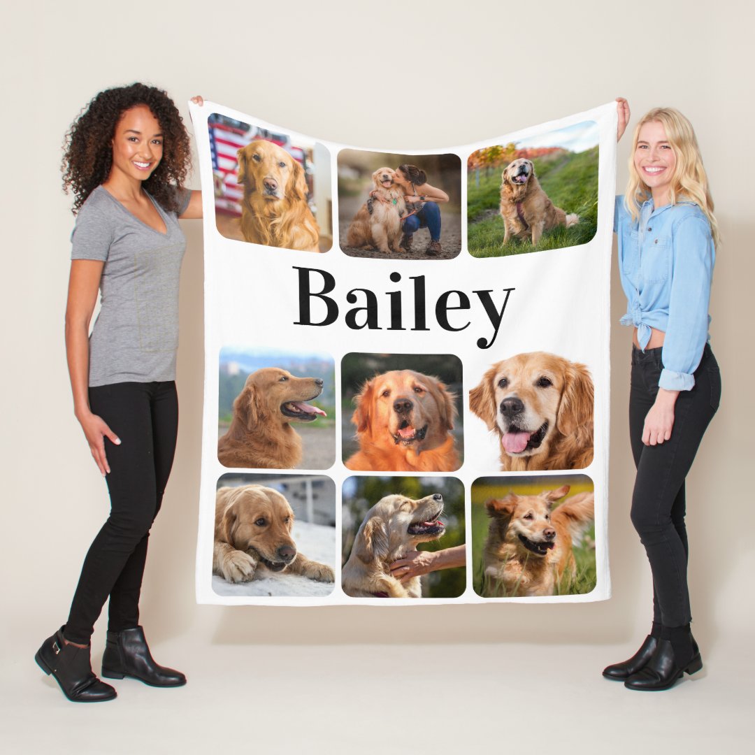 Modern Pet Photo Collage Personalized Dog Lover Fleece Blanket - yyingli